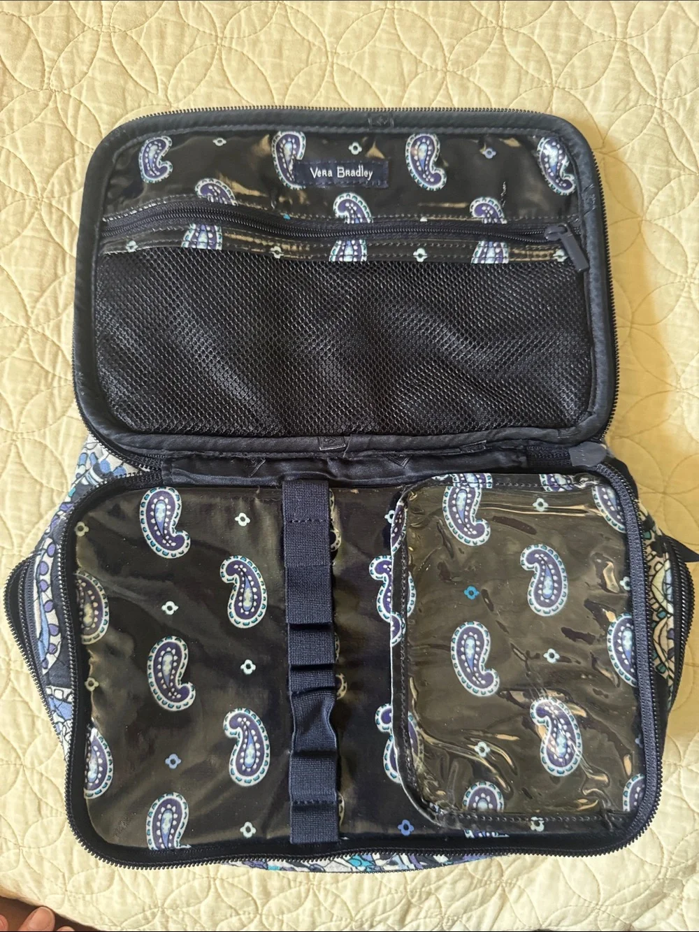 Vera Bradley Quilted Paisley Cosmetic Case in Navy, Blue, Aqua